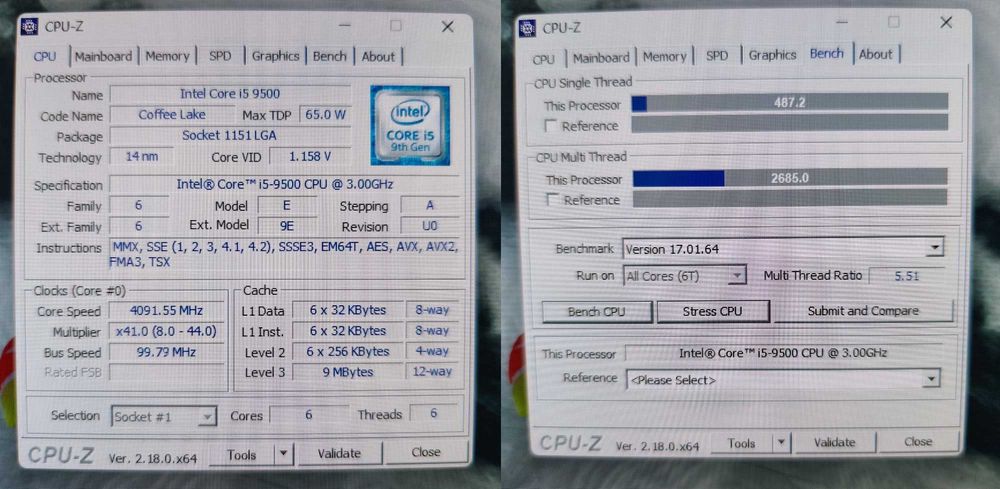 Intel Core i5-9500 | 9. Gen | 6 rdzeni | 3.0-4.4GHz | LGA1151 | SFF