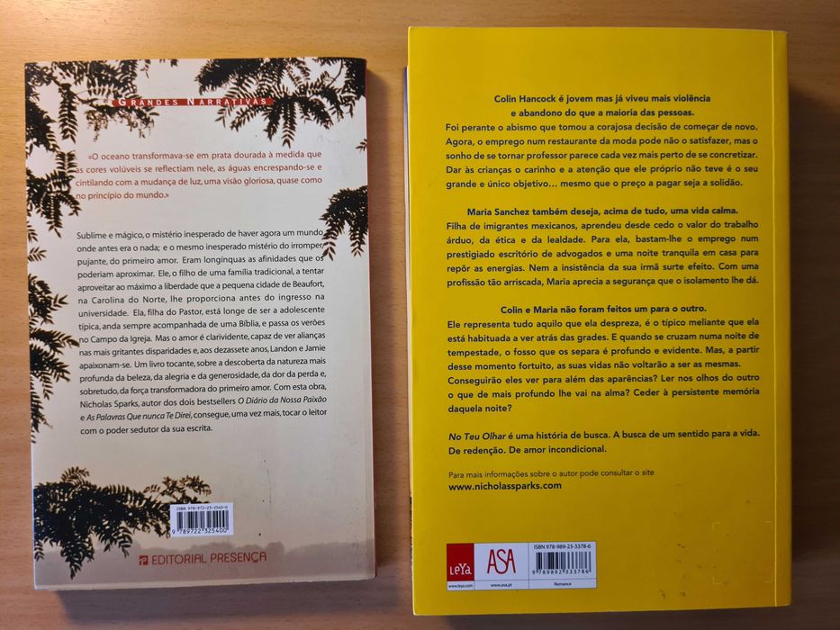 2 livros de Nicholas Sparks - No Teu Olhar e Um Momento Inesquecível