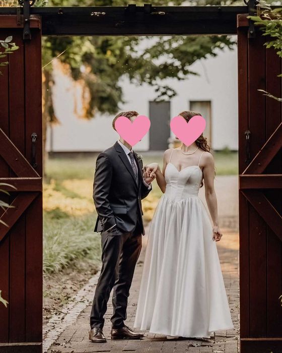 Klasyczna suknia ślubna z gorsetem w stylu Bridgerton (170+5cm/M)