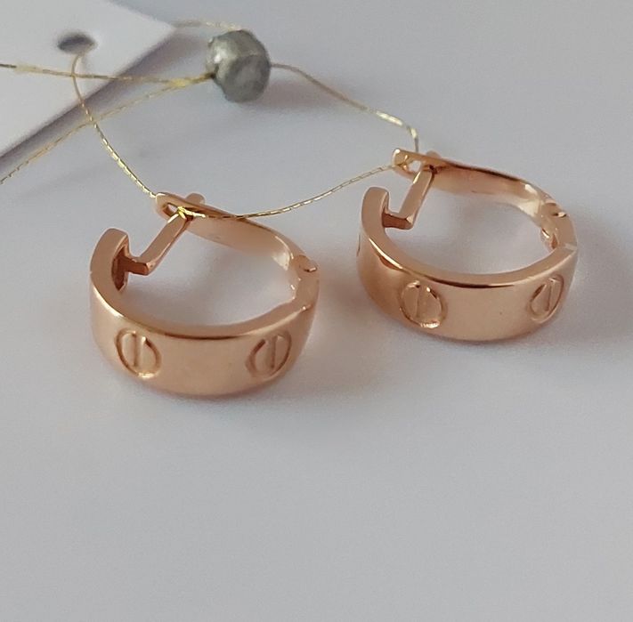 Золоті сережки "Love" в стилі відомого бренду Картьє 585 проба нові