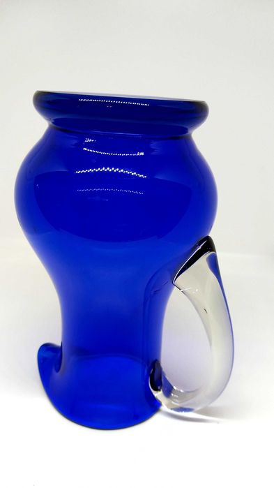 Kobaltowy dzbanek Horbowy unikatowe kobaltowe szkło grube dno