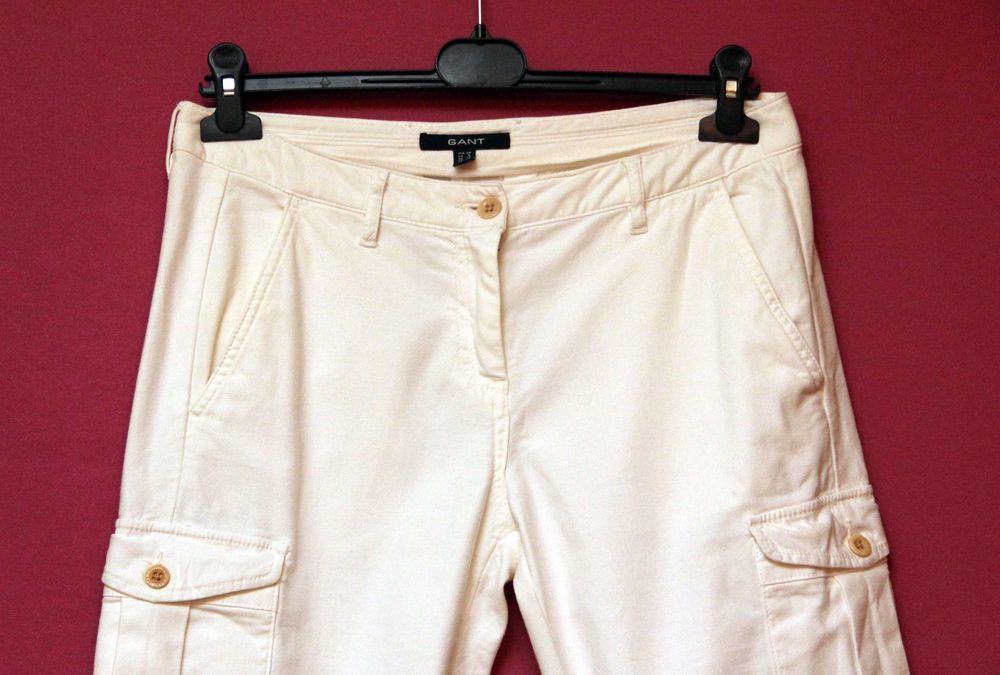 Gant рр us 8 uk 12 m-l карго брюки из хлопка и эластина, минеральные пуговки