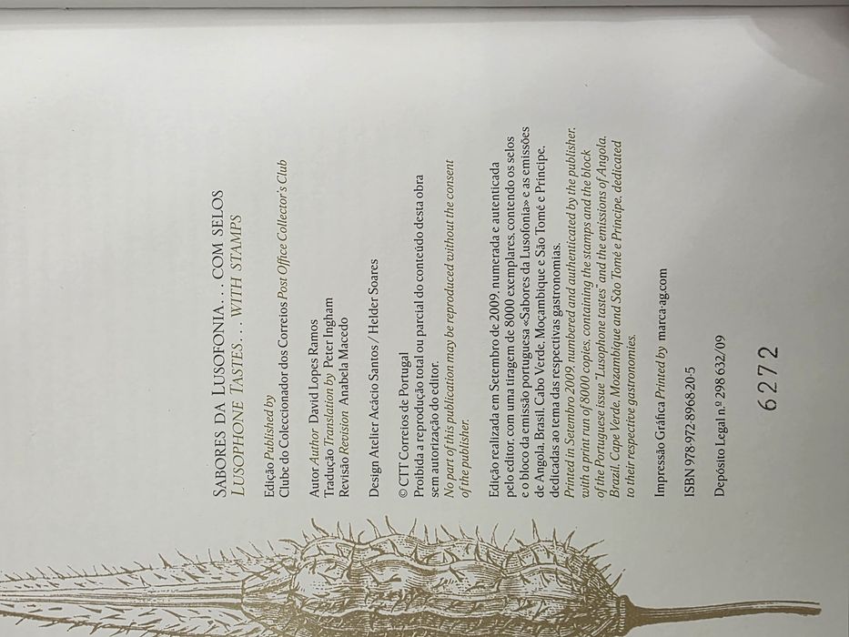Livro "Sabores da Lusofonia...com selos"