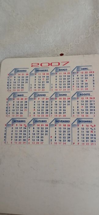 Calendário de bolso de 2007