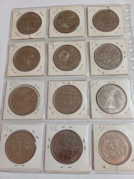 35 MOEDAS COMEMORATIVAS de 200$00 de 1991 até 1999 em Cupro-Niquel