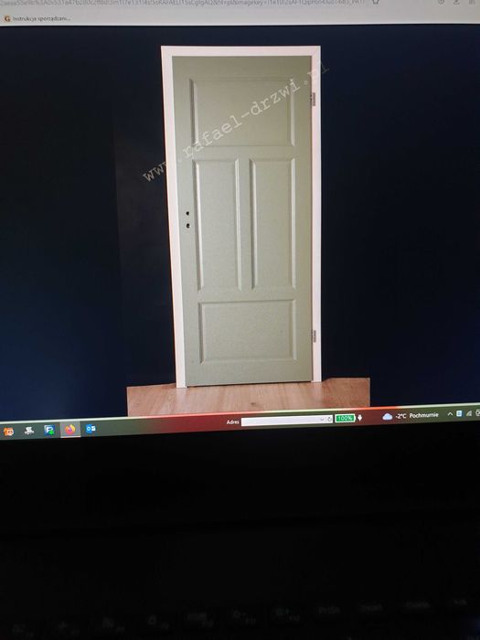 Drzwi drewniane wewnętrzne przylgowe RAFAEL szare z ościeżnicą