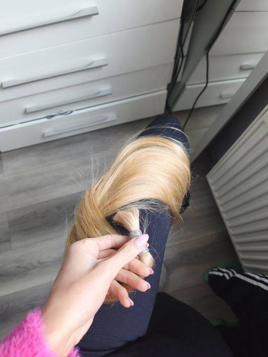 Włosy naturalne ciemnym blond 55cm 50g