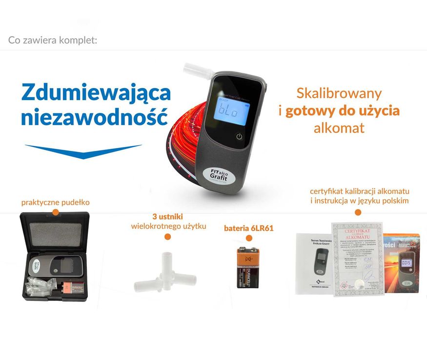 Alkomat Elektro Chemiczny 4Generacji  GRAFIT 3 Lata Kalibracji GRATIS.