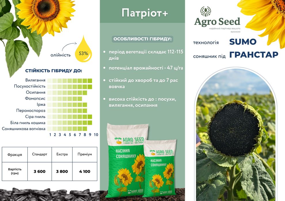 Насіння соняшнику. Посівний матеріал.Гібрид під гранстар