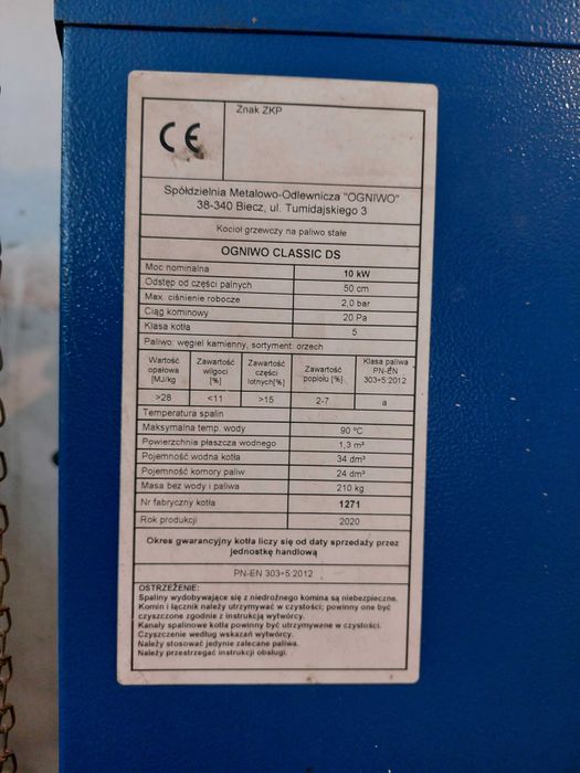 Kocioł CO Ogniwo 10KW klasa 5