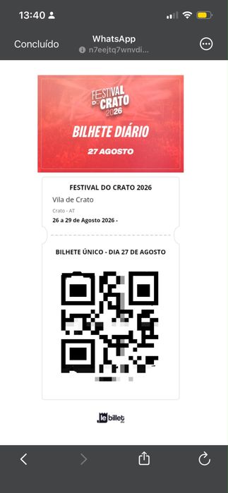 FESTIVAL DO CRATO - Bilhete Diário (27 agosto) 15€