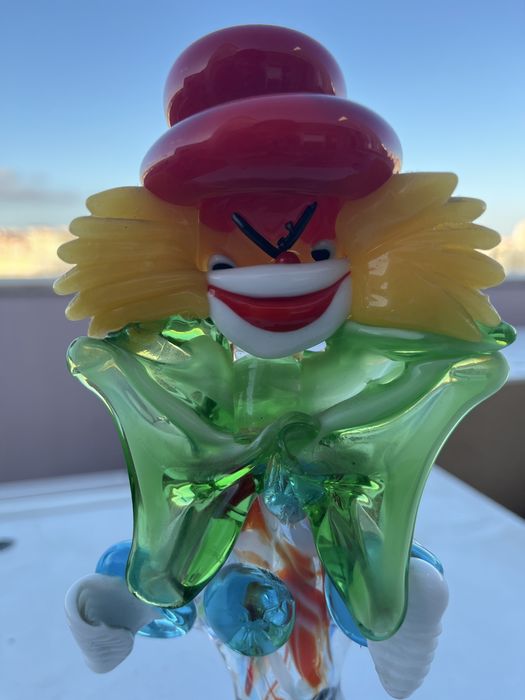 Escultura de Palhaço de Cristal Murano