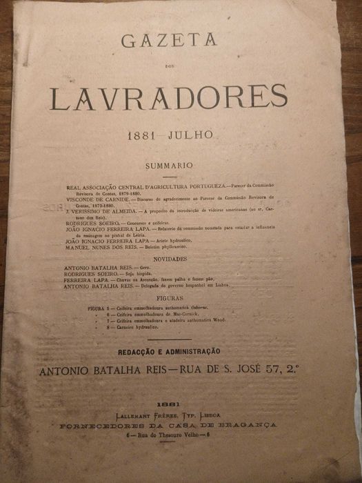 Gazeta dos Lavradores, Julho de 1881