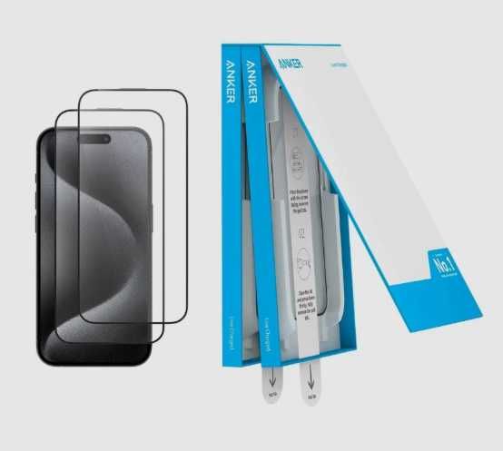 2 Protetores de tela Anker para iPhone 15 Pro - vidro temperado