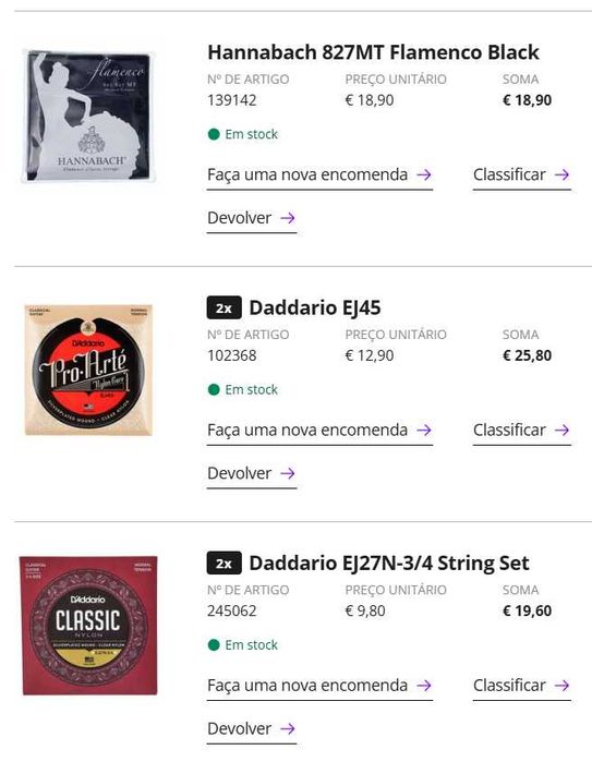 Vendo cordas de guitarra clássica