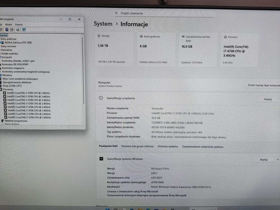 Komputer stacjonarny Asus Modecom i7 16 GB 500 SSD + 1TB GTX 1660 GW