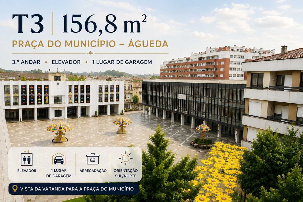 T3 com 156,8 m² na Praça do Município | Elevador + Lugar de Garagem