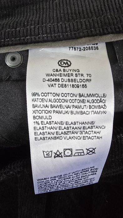 Bawełniane, sztruksowe spodnie XL