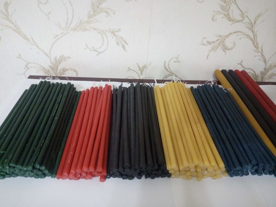 СВЕЧИ (100% воск) ЧЕРНЫЕ, красные, зеленые, синие