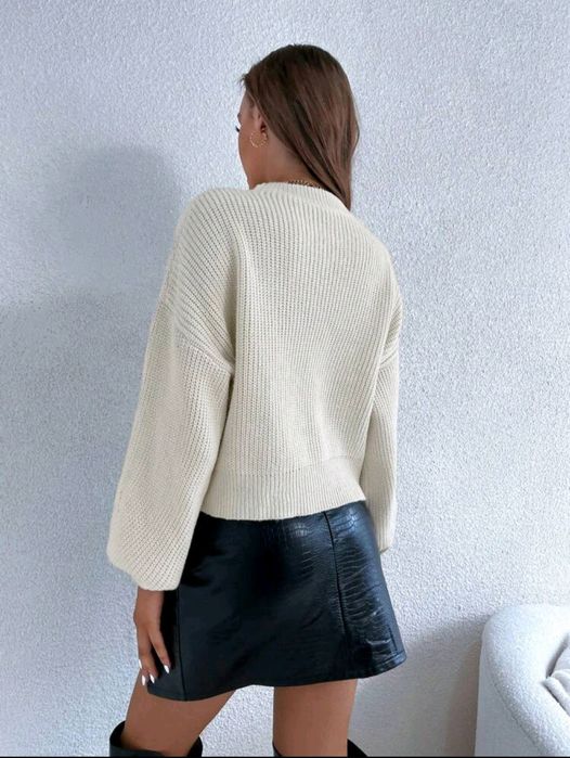 SHEIN LUNE Suéter Feminino De Ombro Caído De Cor Pura