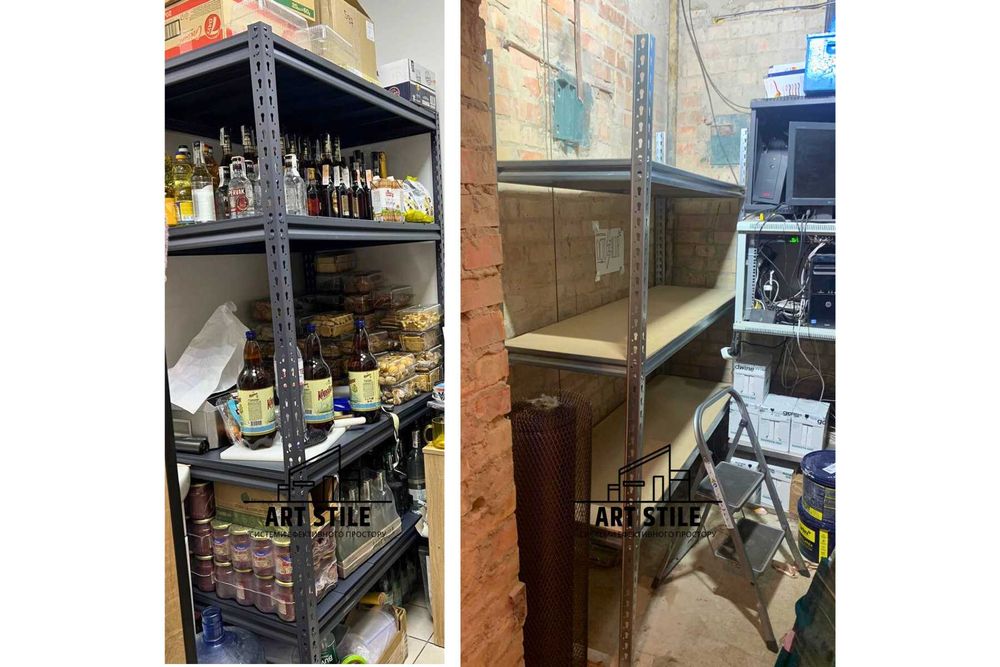 Стелаж в погреб або гараж. Міцний, 270 кг на полицю. Ширина 1.53 м