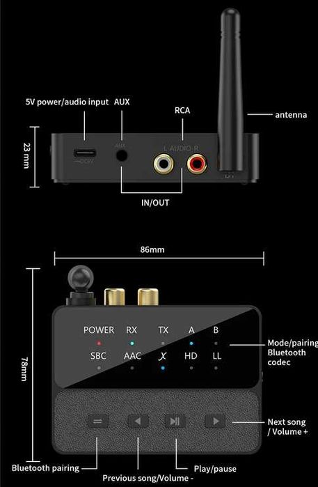 D600 Bluetooth 5.3 AptX/HD/LL приймач-передавач
 Qualcomm QCC3040