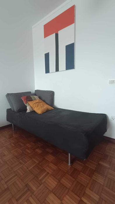 Sommier Cama Individual 90x200cm c/ Colchão + Capa Removível - Pés Metal - Ótimo Estado p/ Quarto ou Sala