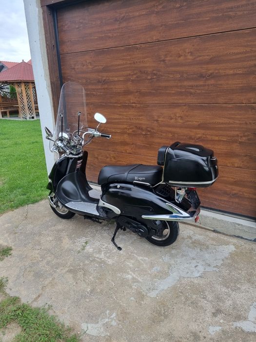 Skuter Retro 50 4t Chromy Czarny Połysk Szyba KUFER Dowóz Polecam!!!