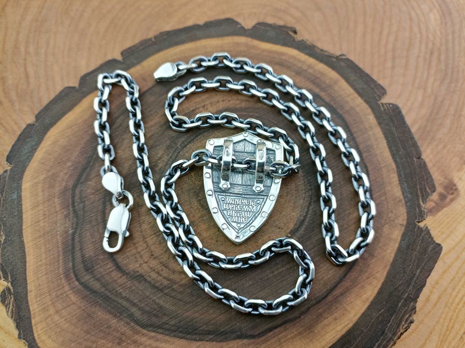 Якорная цепочка подвеска Щит Георгий Победоносец. Георгій Побідоносець