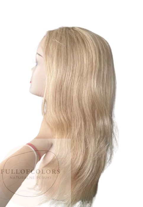 Dluga peruka naturalna jasny blond włosy naturalne mikroskóraq