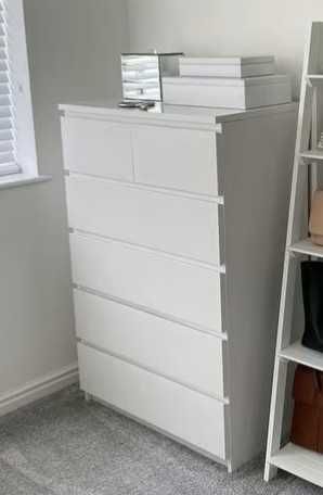 Cómoda IKEA MALM branca 6 gavetas 80x48x123 cm