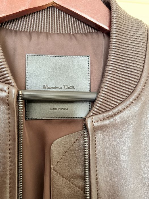 Шкіряна куртка Massimo Dutti натуральна шкіра / шоколадний бомбер