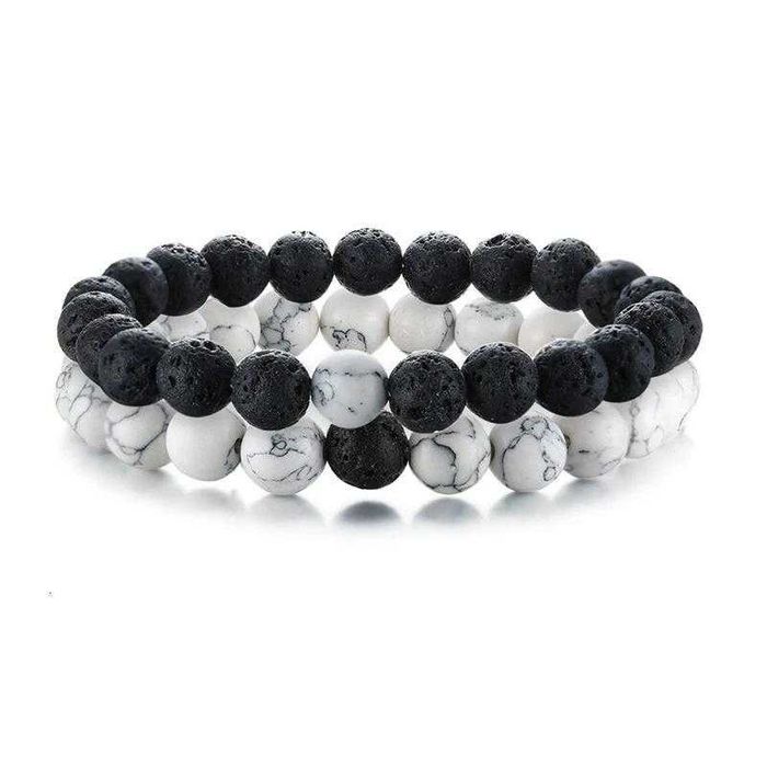 2 Pulseiras de Pedras Vulcânicas / Lava Stone - Namorados ou Casais