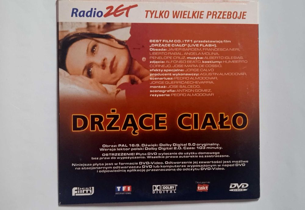 *film dvd "Drżące ciało" reż. Pedro Almodovar*