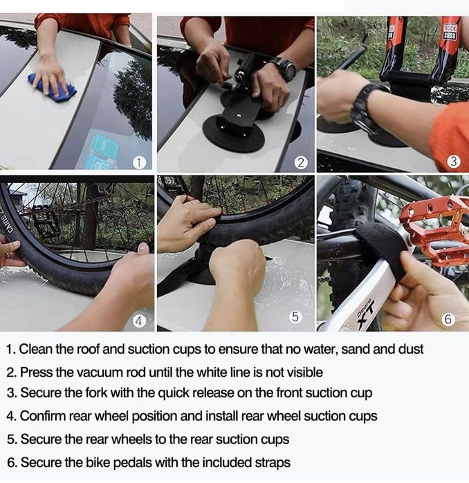 Suporte de bicicleta de carro com ventosa preta (1 bicicleta)