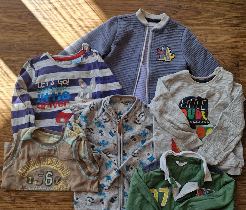 Paka ubrań bluzy koszulki z długim rękawem r. 92