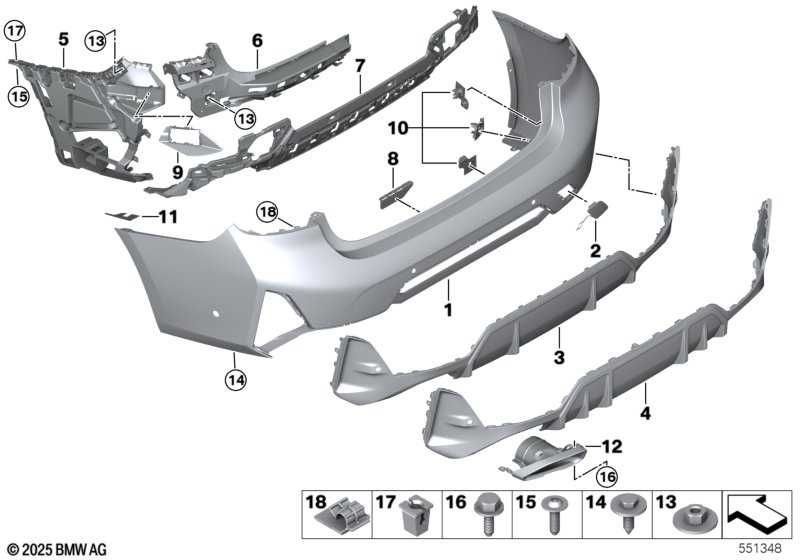 Spoiler zderzaka tył BMW Seria: 3' G20 LCI, G21 LCI nr mag. 1/481