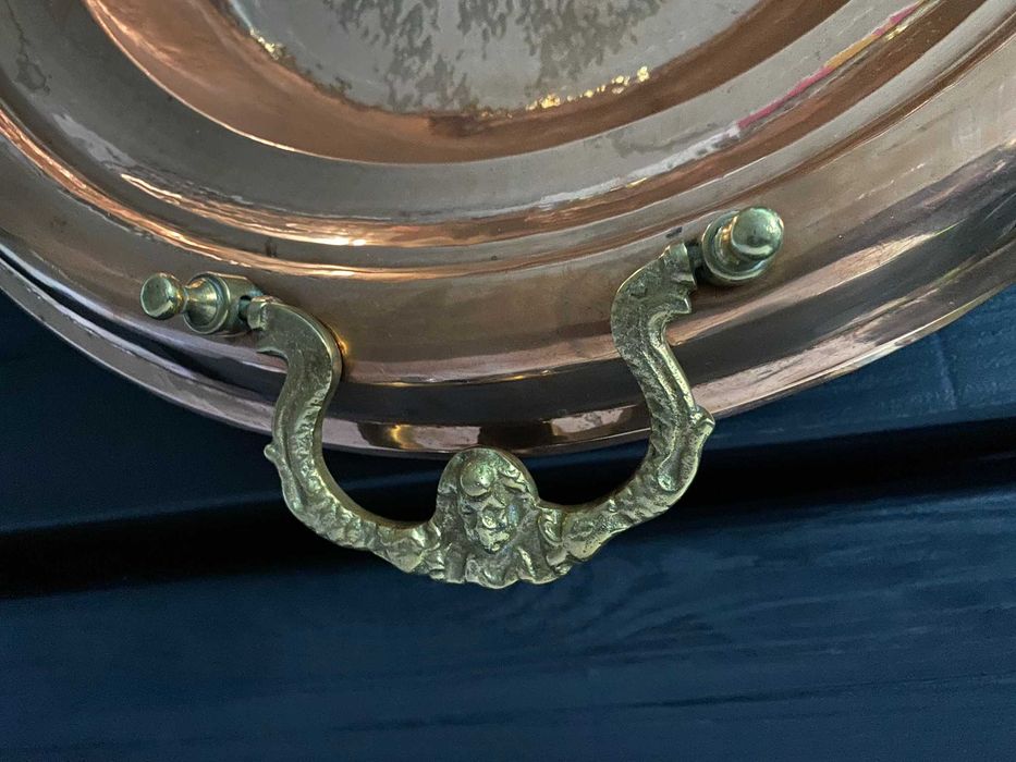 Braseira de cobre com pegas em bronze