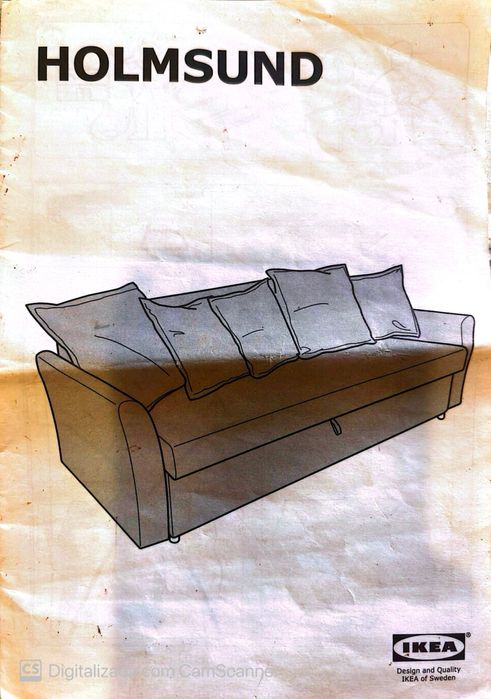 Sofá cama Ikea HOLMSUND , 3 lugares, Borgunda cinzento claro