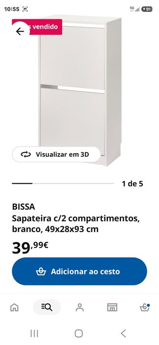 Sapateira branca ikea BISSA
