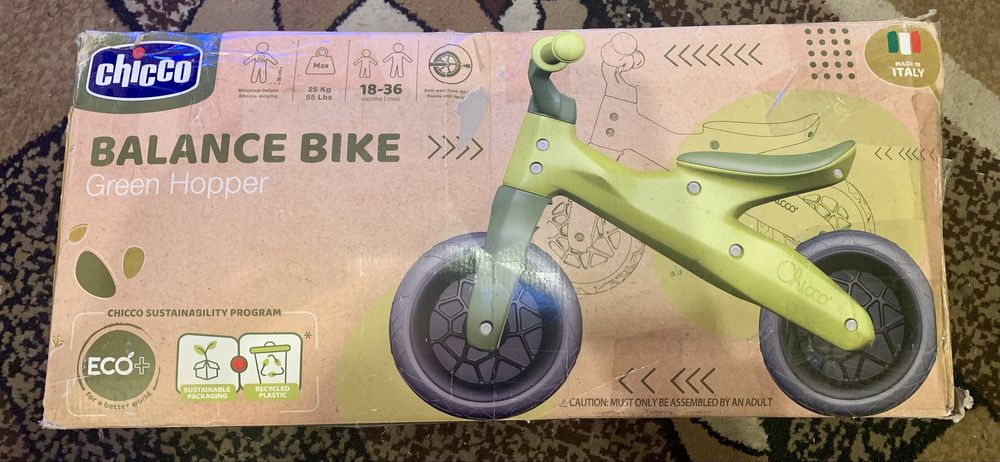CHICCO Blance Bike Green Hopper ECO 18m+ / nowy