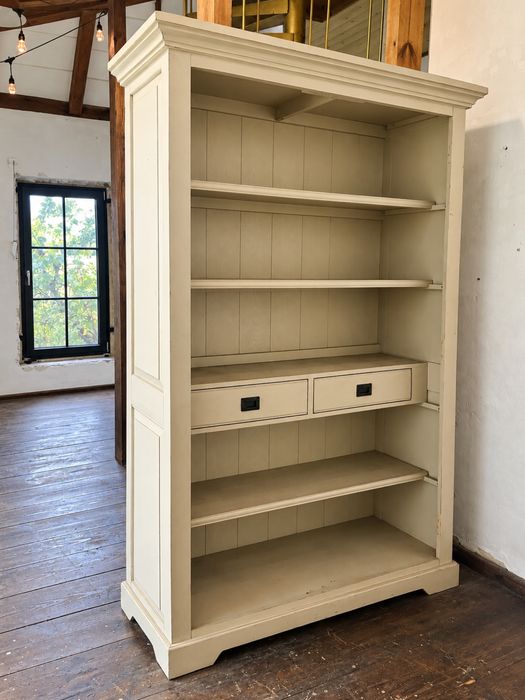 Unikatowy francuski regał drewniany vintage 205 × 135 cm kredens biblioteczka styl Loberon