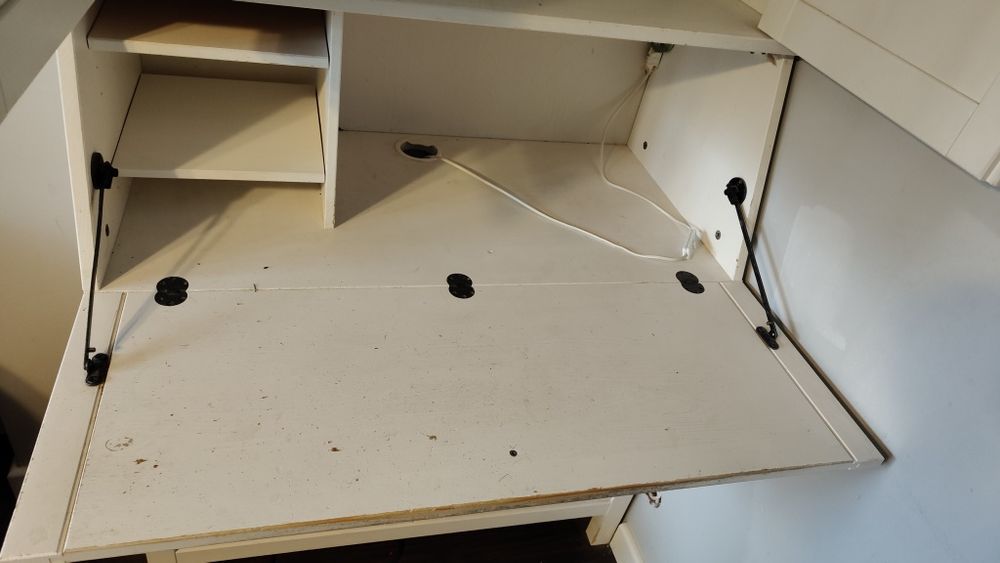 Ikea Hemnes sekretarzyk barek z nadstawką biały sosna