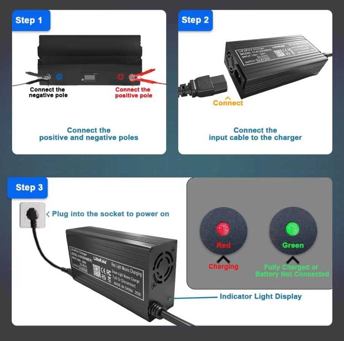 Зарядне Liitokala 14.6V 20A для LiFePO4 (12V) – Швидка зарядка.