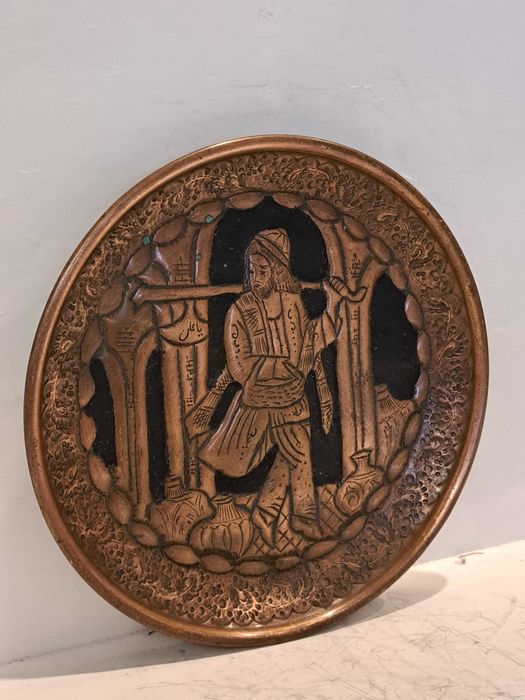 Подарок. Тарелка медная - Японский мотив - медь.