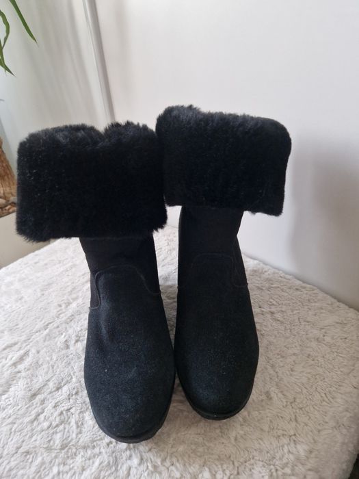 Zimowe buty damskie,  skórzane Zippyboot 39. Kozaki na koturnie