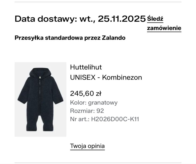 Kombinezon wełniany Huttelihut granatowy r. 92