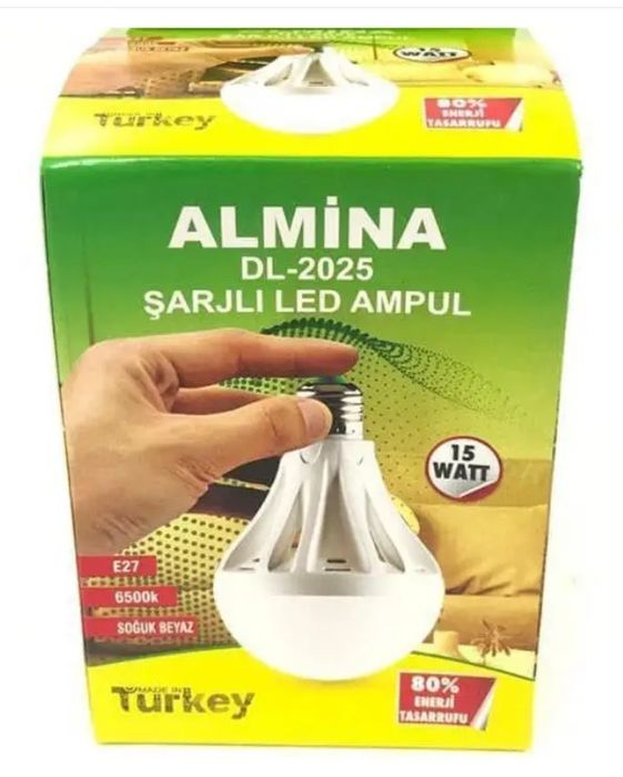 Лампа 15W акумуляторна E27 енергозберігаюча ALMINA DL 2025
