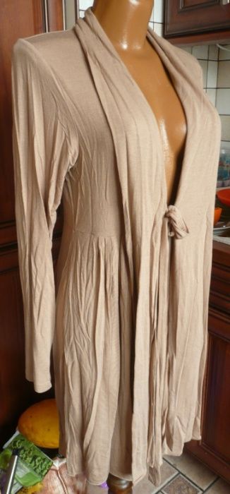 beżowy sweter wiązany płaszczyk dzianinowy 44 46
