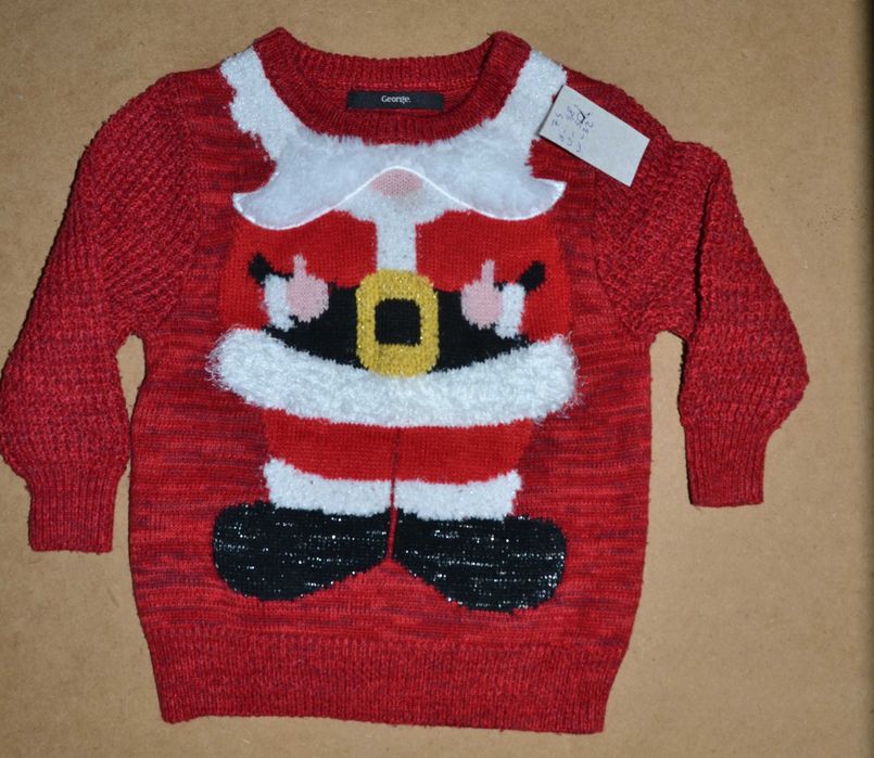 74* george Świąteczny sweter zabawny Mikołaj 1/1,5 lat_ 86 cm